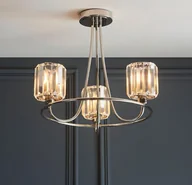 Lampy sufitowe - Srebrna lampa sufitowa w stylu art deco Berenice 3 z fasetowanymi kryształami - miniaturka - grafika 1