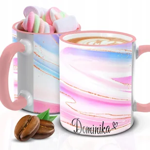 Kubek z Piankami MARMUROWY IMIĘ PREZENT Biało Różowy Kreator - Kubki Kubek z Piankami MARMUROWY IMIĘ PREZENT Biało Różowy Kreator - Kubki - miniaturka - grafika 1