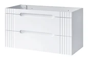 Szafki łazienkowe - Biała szafka na 2 umywalki z szufladami 120 cm C7-T85 - miniaturka - grafika 1