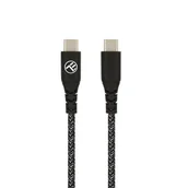 Kable USB - Tellur Green Data Cable, Type-C To Type-C, 3A, Pd60W, 1M, Nylon, Recycled Plastic, Black - miniaturka - grafika 1