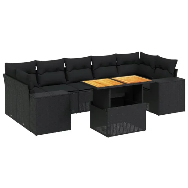 Zestaw mebli ogrodowych modułowych czarny rattan PE 62 x 62 x 69 cm