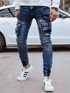 Spodnie męskie - Spodnie męskie jeansowe bojówki niebieskie Dstreet UX4327-32/46 - miniaturka - grafika 1