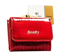 Portfele - Portfel Damski Skórzany Rovicky (PL) Skóra Naturalna Lakierowany Mały Z Klamrą RFID RH-32 CZERWONY 9,5 x 7,5 x 3 [cm] - miniaturka - grafika 1