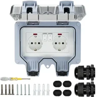 Gniazdka elektryczne - BESTEN BE-2879 Gniazdko ogrodowe podwójne z przełącznikami - miniaturka - grafika 1