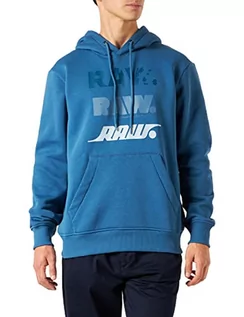 Bluzy męskie - G-STAR RAW Męska bluza z kapturem Triple RAW Sweater Hooded Sweatshirt, niebieska (Retro Blue A971-937), XL - grafika 1