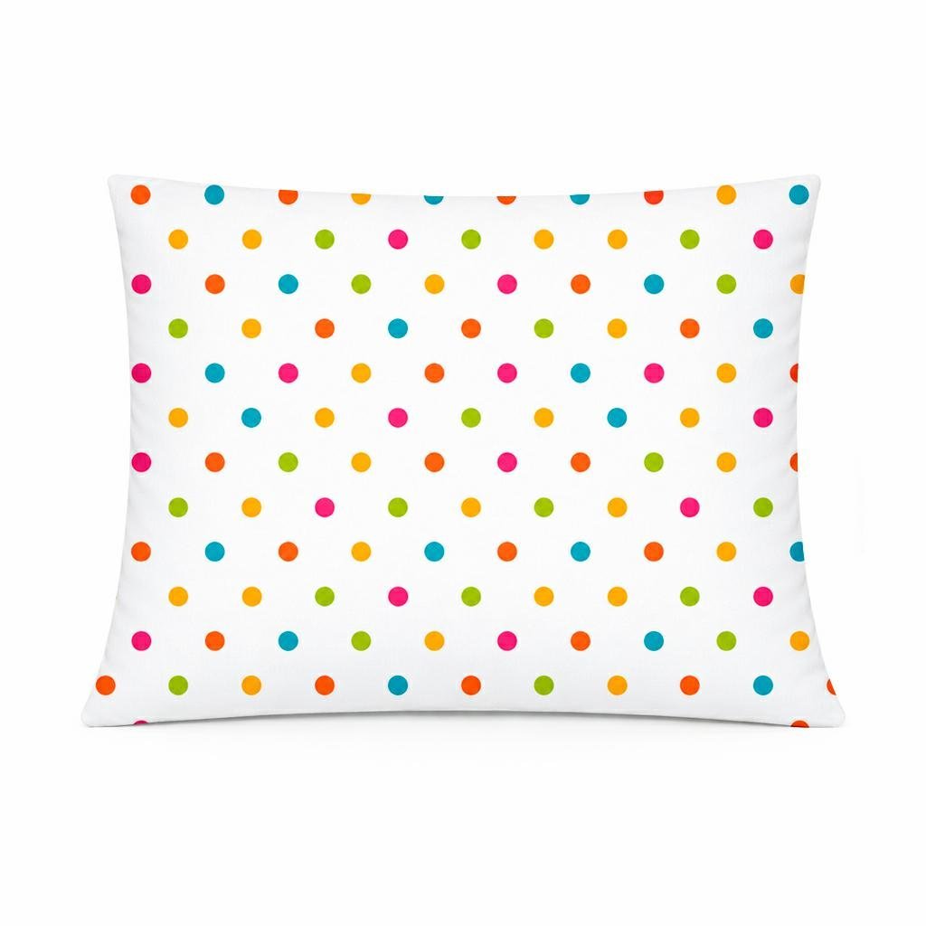 Poszewka bawełniana 50x60 biała w kolorowe kropki, dziecięcy nowoczesny - COTTON HOME KIDS