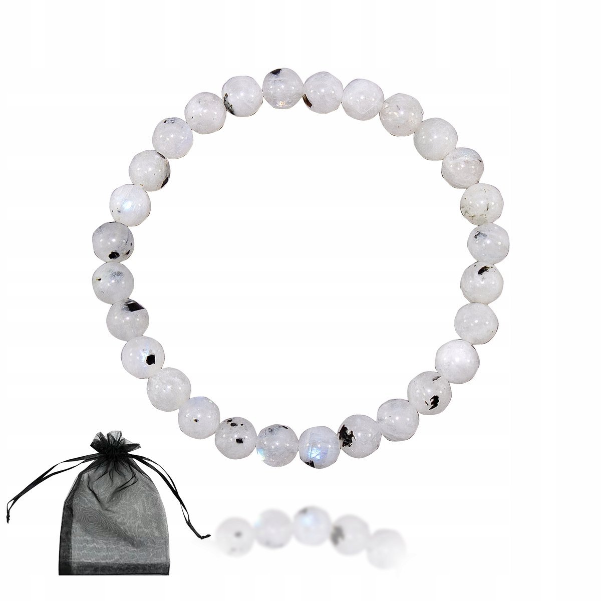 Kamień Księżycowy i Turmalin Bransoletka z Naturalnych Kamieni na gumce