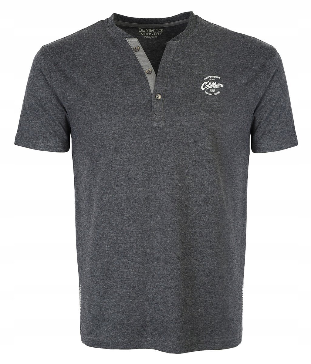 T-SHIRT męski koszulka w serek ERLO grafitowy M