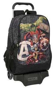 Safta AVENGERS VENDETTA Plecak szkolny z wózkiem, idealny dla dzieci w różnym wieku, wygodny i wszechstronny, jakość i wytrzymałość, 33 x 15 x 43 cm, Czarny (Black), M, Casual - Plecaki szkolne i tornistry - miniaturka - grafika 1