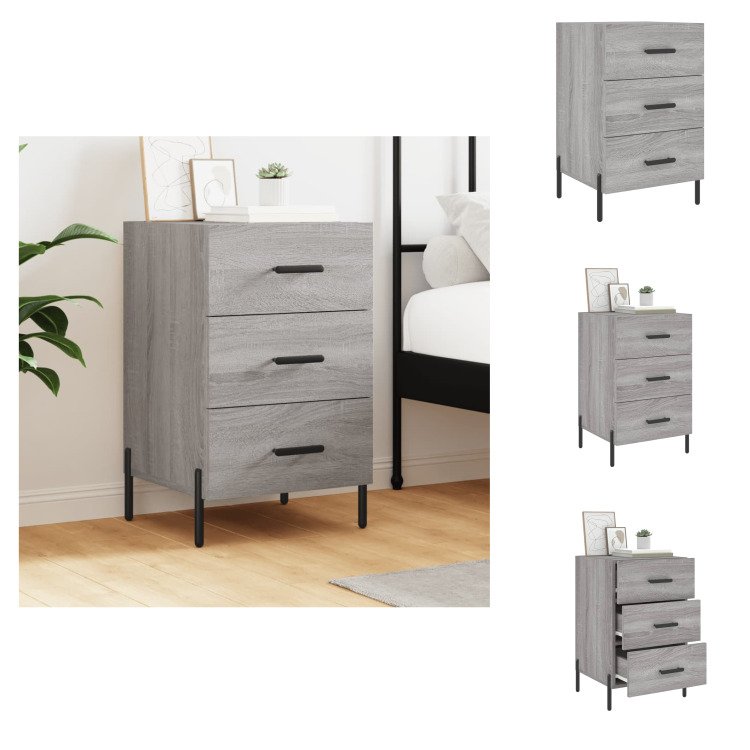 vidaXL Szafka nocna Szara Sonoma 40x40x66 cm Materiał drewnopochodny - Szafki nocne