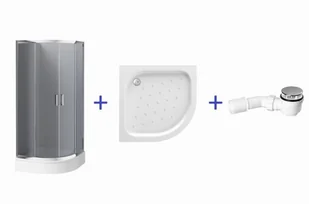 Zestaw Deante Funkia Kabina półokrągła 90 cm, szkło grafitowe + Deante Funkia Brodzik półokrągły 90 cm + Deante Easy Clean Syfon do brodzików o odpływie 50 mm - Kabiny prysznicowe - miniaturka - grafika 1