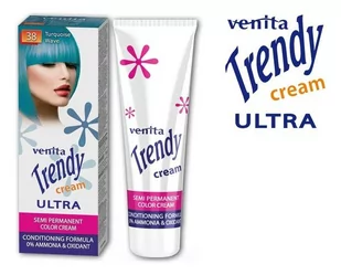 Venita Trendy Cream Ultra, krem do koloryzacji włosów 38 Turkusowa Fala, 75 ml - Farby do włosów i szampony koloryzujące - miniaturka - grafika 1