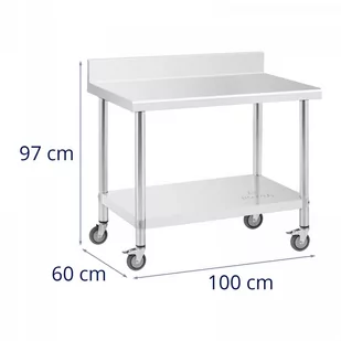 Stół ze stali nierdzewnej na kółkach - 60 x 100 cm - 155 kg ROYAL CATERING 10012808 RCAT-100/60-WS - Meble gastronomiczne - miniaturka - grafika 4