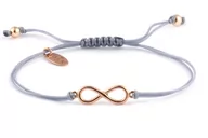 Bransoletki - Bransoletka "Szary Sznurek Z Nieskończonością W Kolorze Rose Gold" - miniaturka - grafika 1