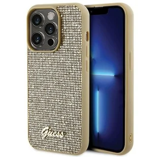 Etui GUESS Disco Metal Script do Apple iPhone 15 Pro Złoty - Etui i futerały do telefonów - miniaturka - grafika 1