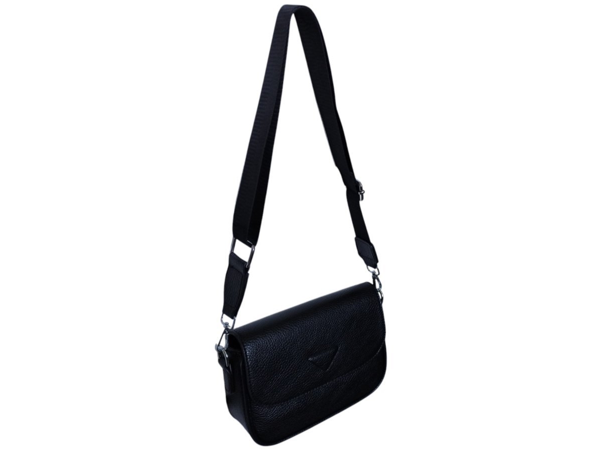 Mała Listonoszka Damska Czarna Torebka Wizytowa Na Ramię Na Szerokim Pasku