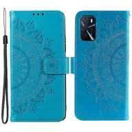 Portfele - Dla Oppo A16 / A16s / A54s Mandala Kwiat z nadrukiem PU Skórzany pokrowiec na telefon Odporny na wstrząsy portfel z paskiem Niebieski - miniaturka - grafika 1