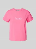 Koszulki i topy damskie - T-shirt z wyhaftowanym napisem - miniaturka - grafika 1