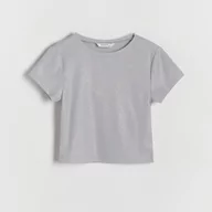Koszulki dla dziewczynek - Reserved - Brokatowy t-shirt - Jasny szary - miniaturka - grafika 1