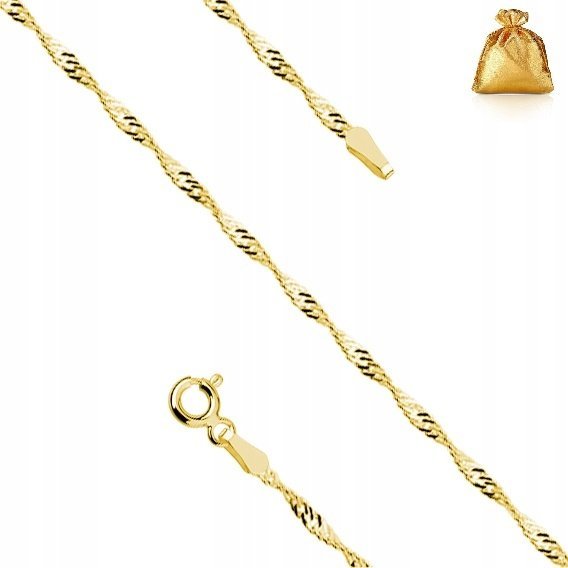 Złota Bransoletka Damska Singapur Na Rękę Pozłacana Srebro 925 20Cm Prezent