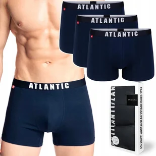 Bokserki męskie 3-PAK dopasowane szorty ATLANTIC 3MH-011 granat - XXL - Majtki męskie - miniaturka - grafika 1