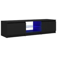 Szafki RTV - vidaXL Szafka pod TV z oświetleniem LED, czarna, 140x40x35,5 cm - miniaturka - grafika 1