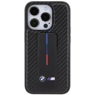 Etui BMW Grip Stand Smooth & Carbon na iPhone 15 Pro - czarne - Etui i futerały do telefonów - miniaturka - grafika 4