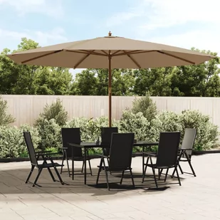 vidaXL Parasol ogrodowy na drewnianym słupku, taupe, 400x273 cm - Pawilony ogrodowe - miniaturka - grafika 1