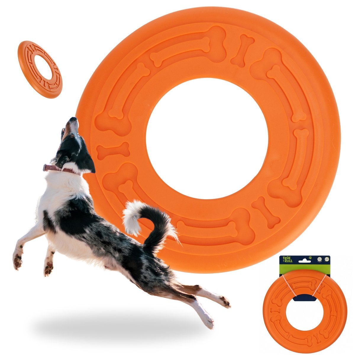 Pomarańczowy Latający DYSK APORTUJĄCY dla psa, frisbee, zabawka do rzucania dla psa 25,5 cm