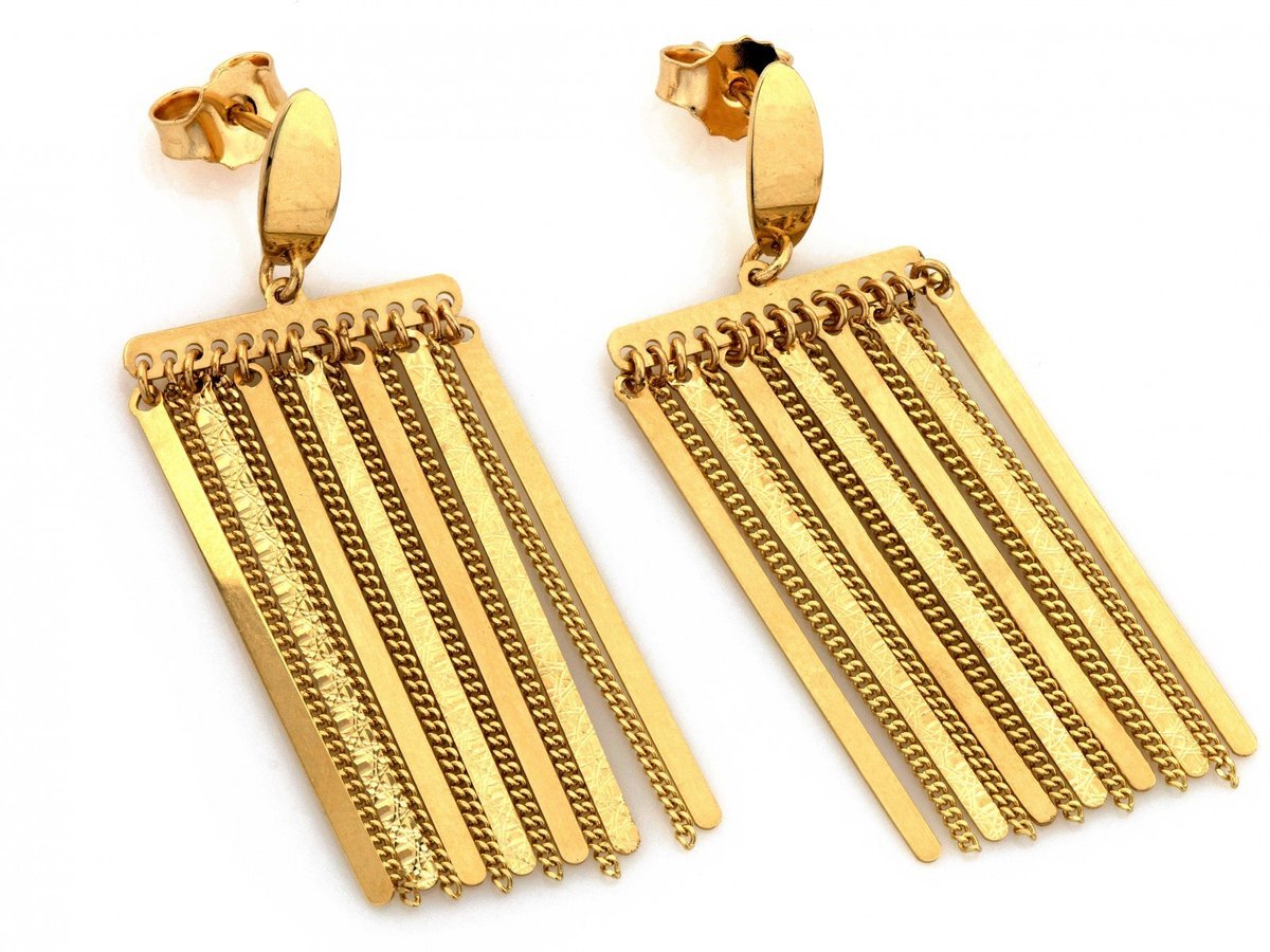 Kolczyki złote 585 duże długie ruchome w stylu boho 5.12g