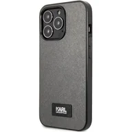 Etui i futerały do telefonów - Etui Karl Lagerfeld do iPhone 13 Pro Max 6,7" hardcase srebrny Saffiano Plaque - miniaturka - grafika 1