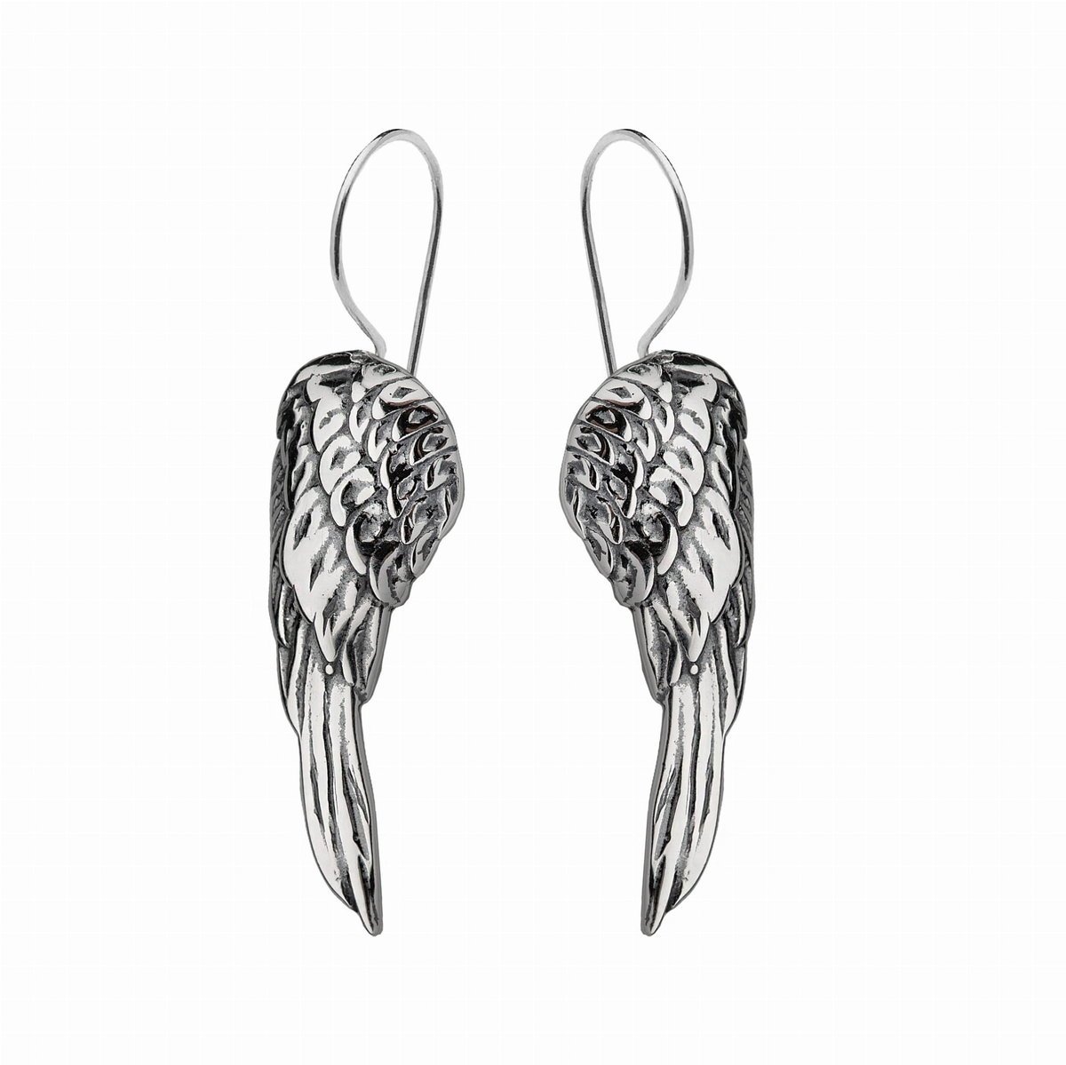 Srebrne kolczyki 925 skrzydła anioła oksydowane