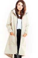 Bluzy damskie - Ciepła długa bluza damska jak parka bawełna premium beż - Infinite You - miniaturka - grafika 1