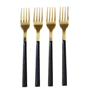 Fernity Zestaw 4 widelczyków deserowych Charlotte złote/czarne - Zestawy sztućców - miniaturka - grafika 1