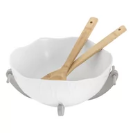 Miski i półmiski - Zestaw białej kamionkowej misy do sałatek i bambusowych sztućców Villa Altachiara Yin&Yang - miniaturka - grafika 1