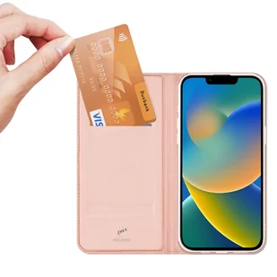 Dux Ducis Skin Pro kabura etui pokrowiec z klapką iPhone 14 Max różowy - Etui i futerały do telefonów - miniaturka - grafika 2