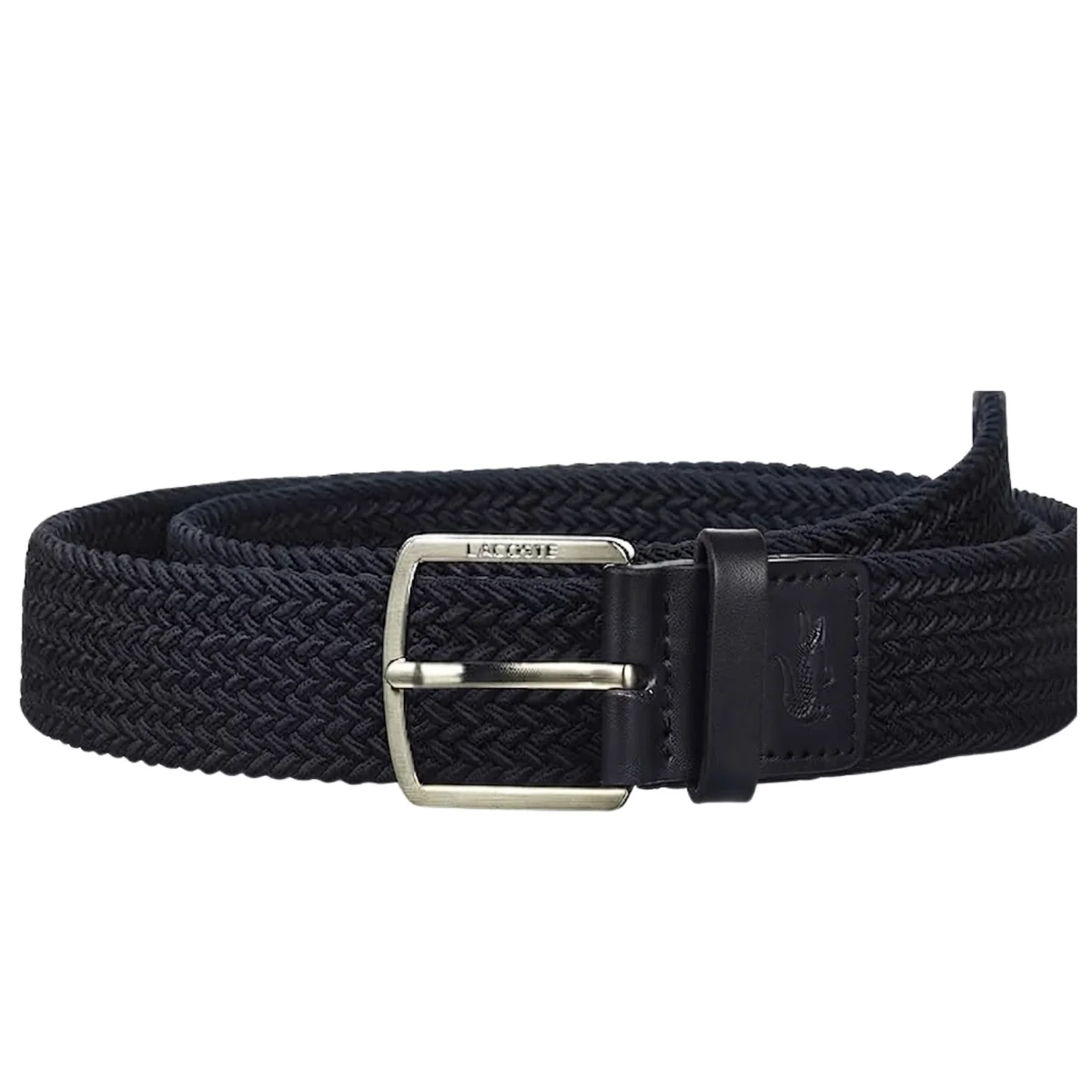 Pasek męski Lacoste czarny z metalową klamrą 125 cm