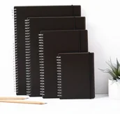 Szkolne artykuły papiernicze - Notes Zeszyt Na Spirali B5 80K. Gładki Czarna Oprawa - miniaturka - grafika 1