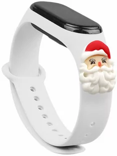 Strap Xmas opaska do Xiaomi Mi Band 6 / Mi Band 5 świąteczny silikonowy pasek bransoletka biały (mikołaj) - Akcesoria do smartwatchy - miniaturka - grafika 1