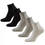 Skarpetki męskie - Komplet 5 par skarpet quarter, 39/42, białe/czarne/szare - miniaturka - grafika 1
