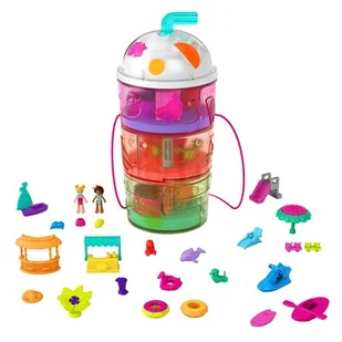 Mattel Lalka Polly Pocket Zakręcone Niespodzianki Napój Aquapark HFP99 - Lalki dla dziewczynek - miniaturka - grafika 1
