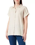 Koszule damskie - Tommy Hilfiger koszula lniana dla dorosłych, rękawy, damska koszula na co, Beżowy (jasne drzewo sandałowe), 34 - miniaturka - grafika 1