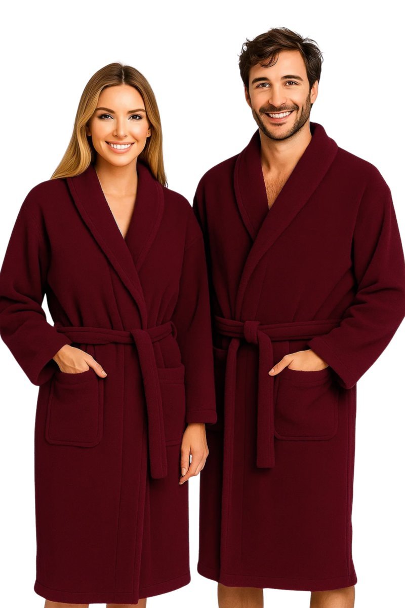 Szlafrok Robin XXL Bordo z 100% bawełny - Komfort i Luksus na co dzień