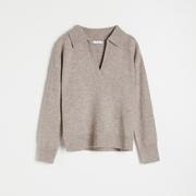 Swetry damskie - Reserved - Sweter z kołnierzem - Brązowy - miniaturka - grafika 1