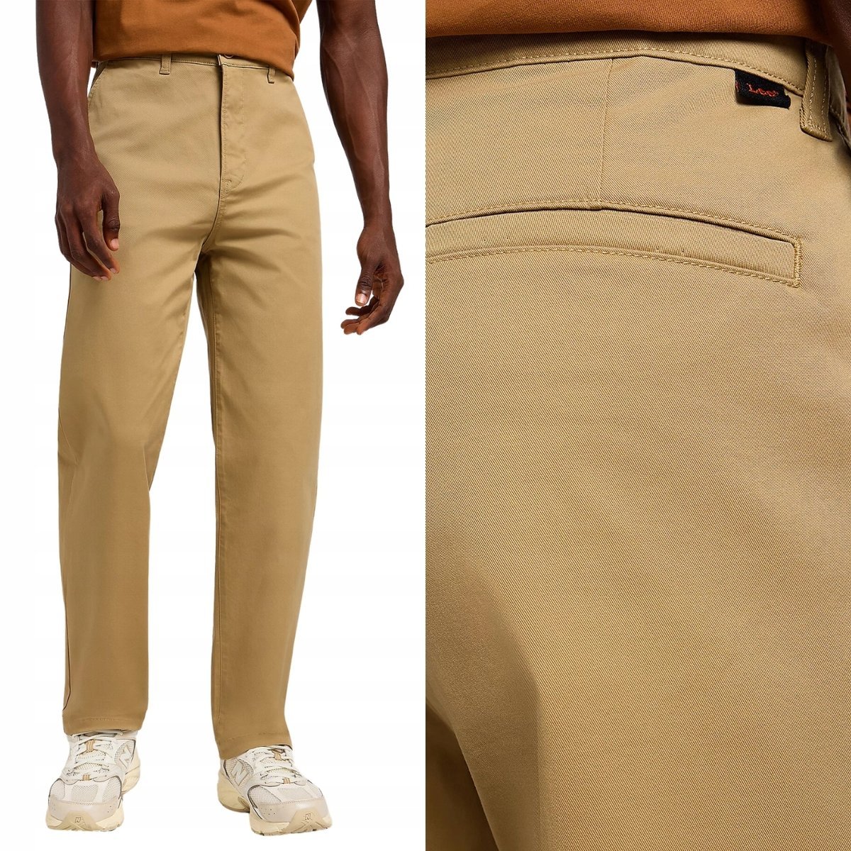 Lee RELAXED CHINO Clay Chetopa Twill LUŹNE BRĄZOWE CHINOSY W30 L32