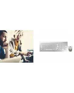 Cherry JD-0310EU DW 8000 klawiatura RF Wireless QWERTY US English Srebrny, Biały - Klawiatury - miniaturka - grafika 1