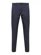Spodnie męskie - SELECTED HOMME Spodnie męskie 175 Slim Fit w kratkę, szary, 48 - miniaturka - grafika 1