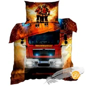 Pościel - Pościel 3D Bawełna Satyna 140X200Cm Wóz Strażacki. Straż Pożarna - miniaturka - grafika 1