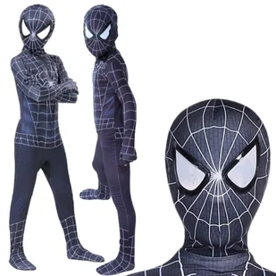 STRÓJ PRZEBRANIE KOSTIUM SPIDERMAN BLACK SPIDER MAN PAJĄK CZARNY 116 / 122 CM - Stroje karnawałowe - miniaturka - grafika 1