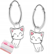 Biżuteria dla dzieci - KOLCZYKI SREBRNE 925 DLA DZIEWCZYNKI KOTKI UROCZY DESIGN - miniaturka - grafika 1